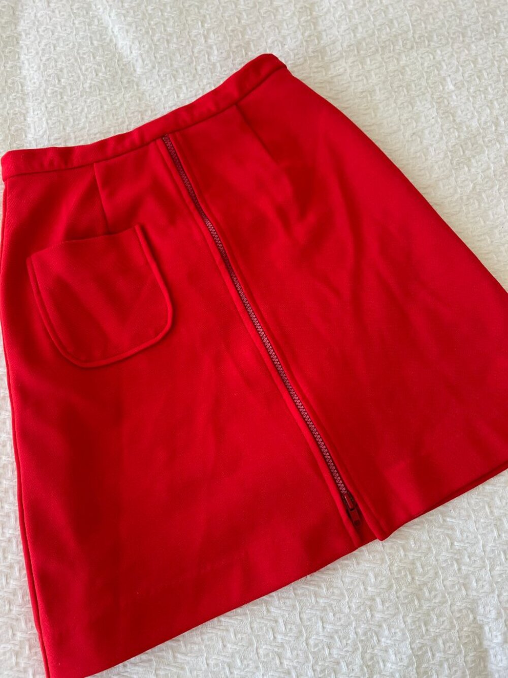 1960s Red Zip Up Front Mini Skirt Skort - Sweet Swinger - Size 12